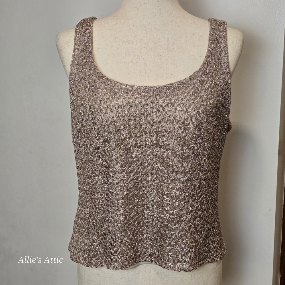 Crochet Tank Top Tan Brown Ivory Boho Festival Vintage Y2K Fairy Hippie 14